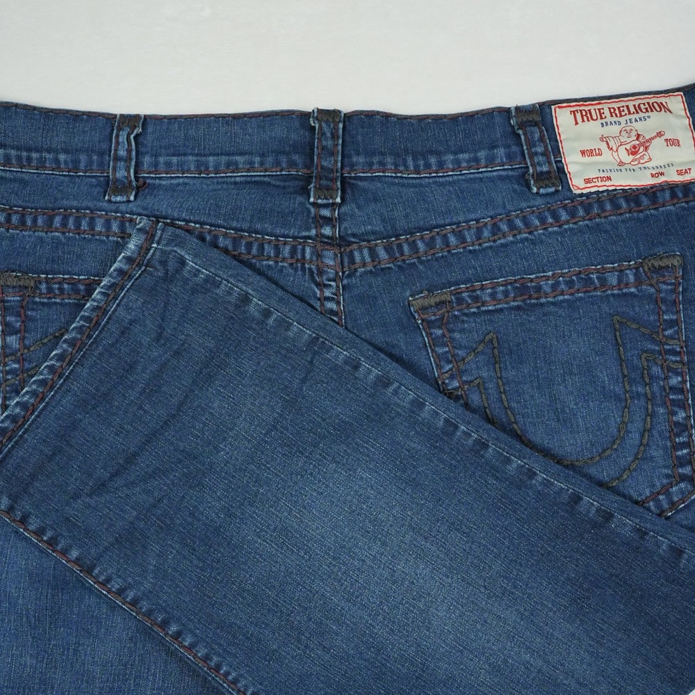 True Religion Ricky Relaxed Straight Super T Blue Jeans Mens 46x24 Medium Wash